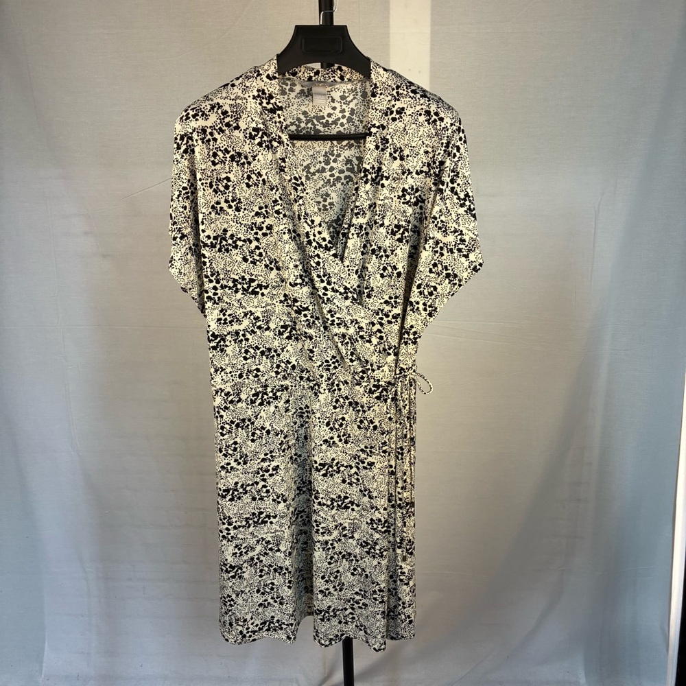 H&M Cream Floral Print Faux Wrap Dress 2XL
